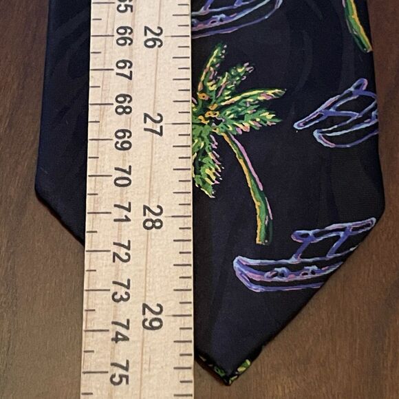 Vintage Steve Harris HandMade Polyester Made In Korea palm tree Canoe Print - Picture 6 of 10